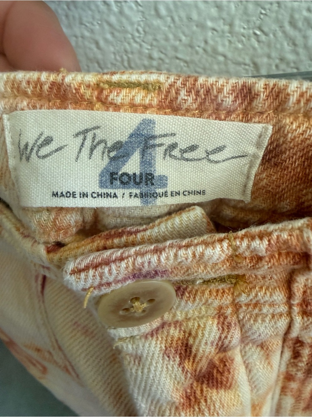 We The Free Tie-Dye Denim Bermuda Shorts - Peach & Cream - Picture 13 of 13